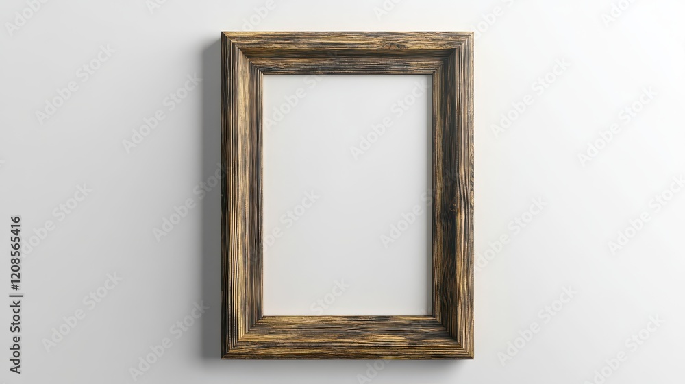 Rustic empty wooden frame on light wall background Rustic empty wooden frame on light wall background