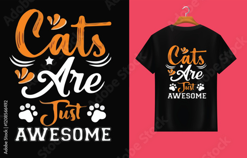 Cat text vactor t-shirt design. photo