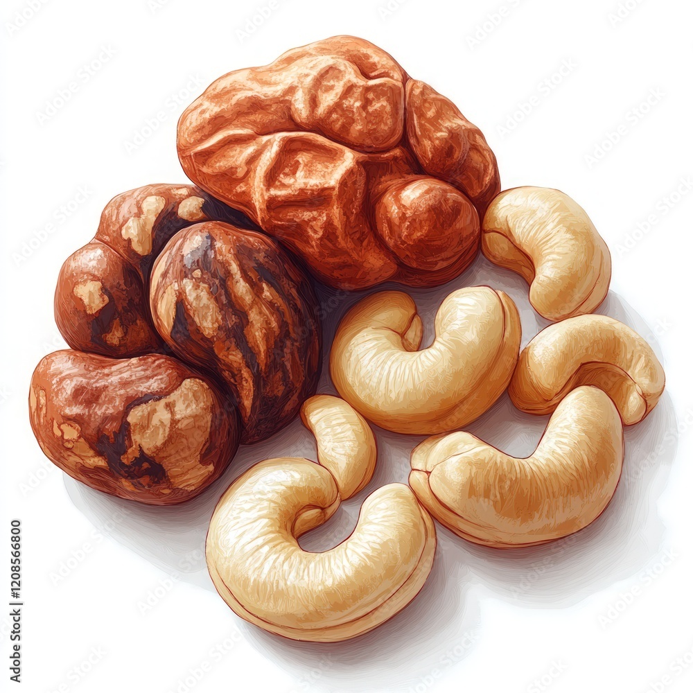 Walnuts and cashews, delicious mix.