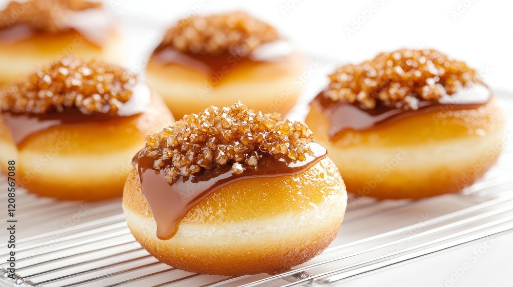 close-up of fresh donuts, glossy glazes with toppings, bakery-fresh appeal, mouth-watering detail, isolated on white background close-up of fresh donuts, glossy glazes with toppings, bakery-fresh appeal, mouth-watering detail, isolated on white background