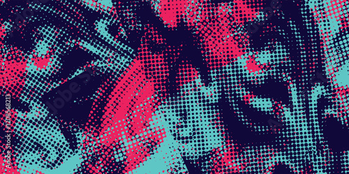 neon background brush game blue pink purple banner abstract paint stain vintage modern