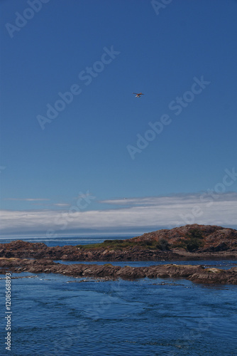 Shark Reef Sanctuary coastal ocean views Lopez Island, San Juan Islands summer 2024,  Washington, United States.