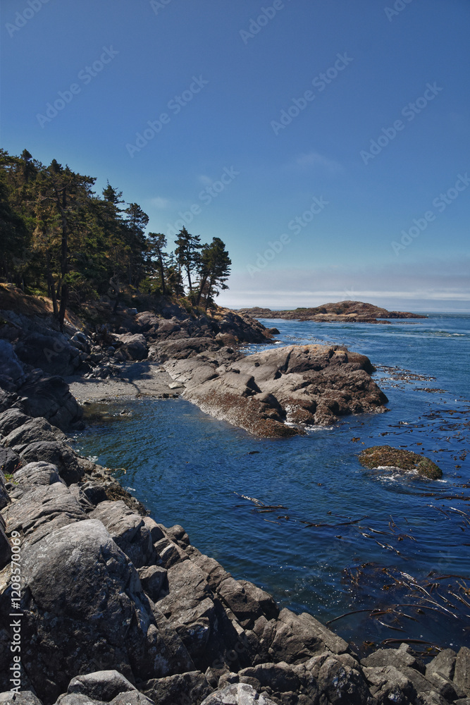 Shark Reef Sanctuary coastal ocean views Lopez Island, San Juan Islands summer 2024, Washington, United States.