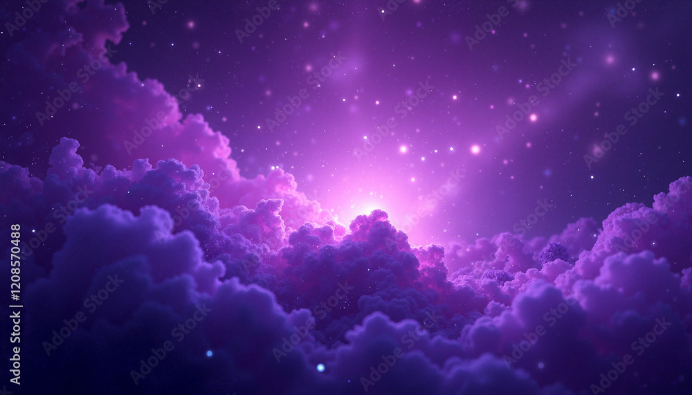 Purple nebula clouds with stars in the night sky Purple nebula clouds with stars in the night sky