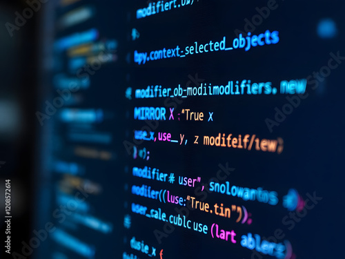 Coding, programming, code, software, development, computer, screen, text, syntax, language, editor, script, application, technology, digital, data, information, command, function, algorithm, debugging