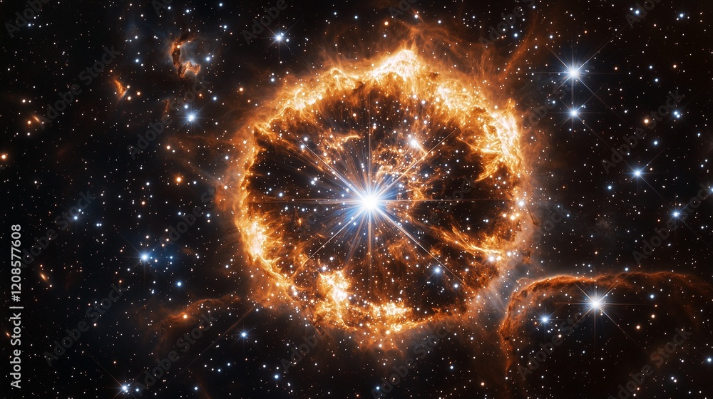 custom made wallpaper toronto digitalA massive supernova explosion illuminating a vast region space, surrounded by glowing remnants stars.