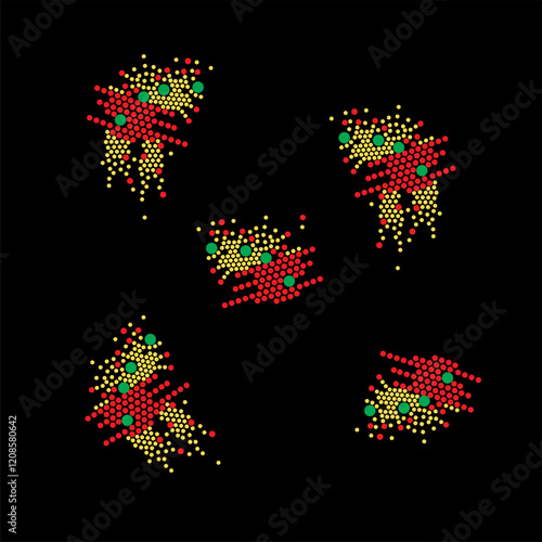 Rhinestone applique collar design for t-shirt or blouse hot-fix transfer. Abstract beautiful glitter applique rhinestone motif.