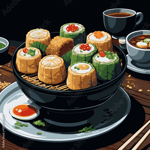 dimsum vector art for graphic design 