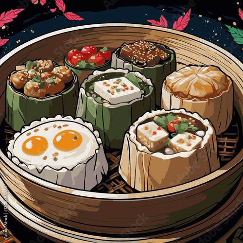 dimsum vector art for graphic design 