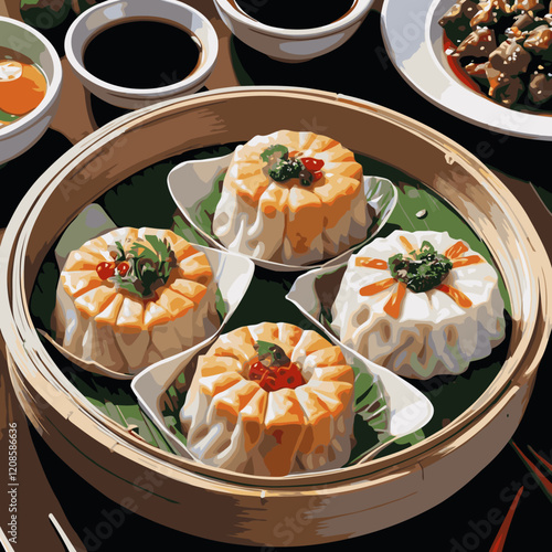 dimsum vector art for graphic design 