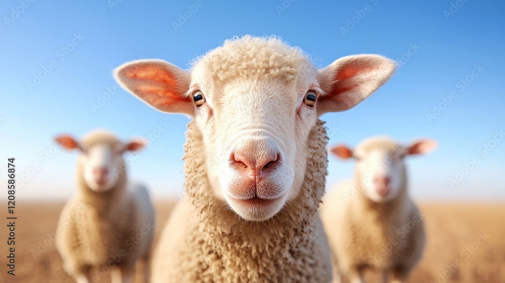 Sheep, farmland, sunny day, agriculture, livestock Sheep, farmland, sunny day, agriculture, livestock
