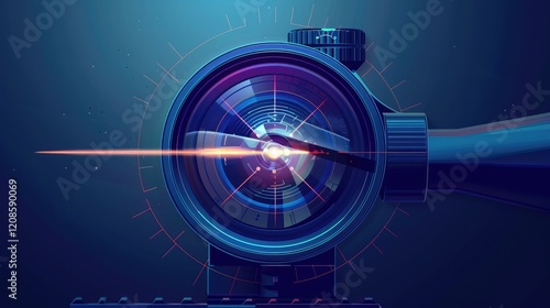 Chrome Weapon Night Sight, Rifle Optical Scope Hunting gun viewfinder with crosshair Aim the shooting marker symbol. Shadow soldier target sign.