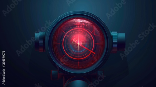 Chrome Weapon Night Sight, Rifle Optical Scope Hunting gun viewfinder with crosshair Aim the shooting marker symbol. Shadow soldier target sign.