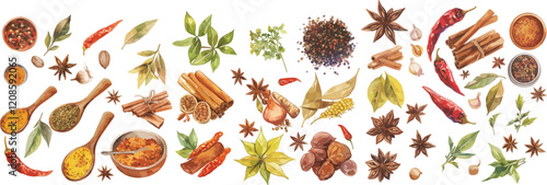 indian spices watercolor clipart