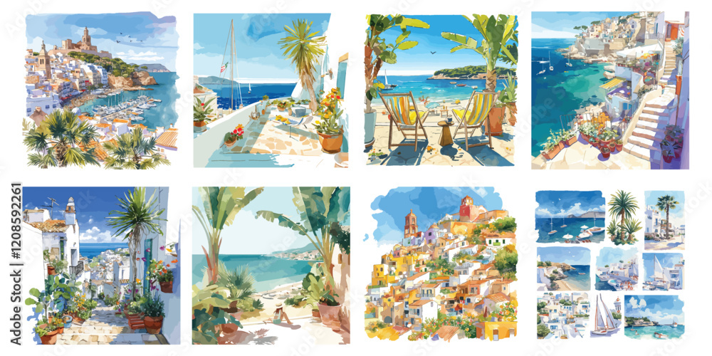 ibiza watercolor clipart ibiza watercolor clipart