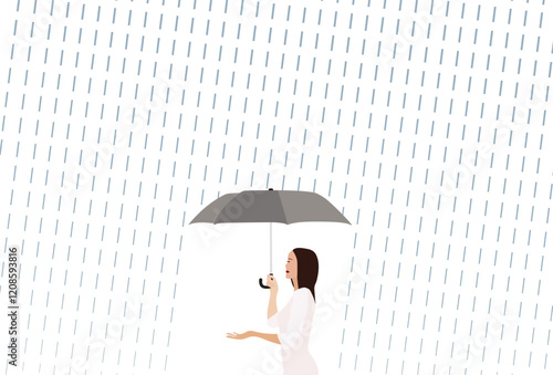 Umbrella woman, abstract rain illustration background.