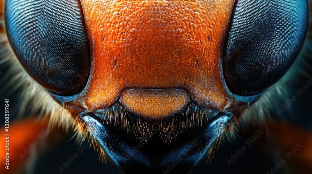 Close-Up of Insect Face with Detailed Texture and Intricate Features Close-Up of Insect Face with Detailed Texture and Intricate Features
