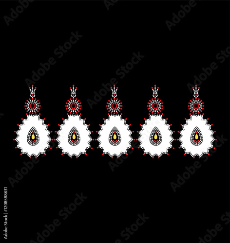 Rhinestone applique collar design for t-shirt or blouse hot-fix transfer. Abstract beautiful glitter applique rhinestone motif.	