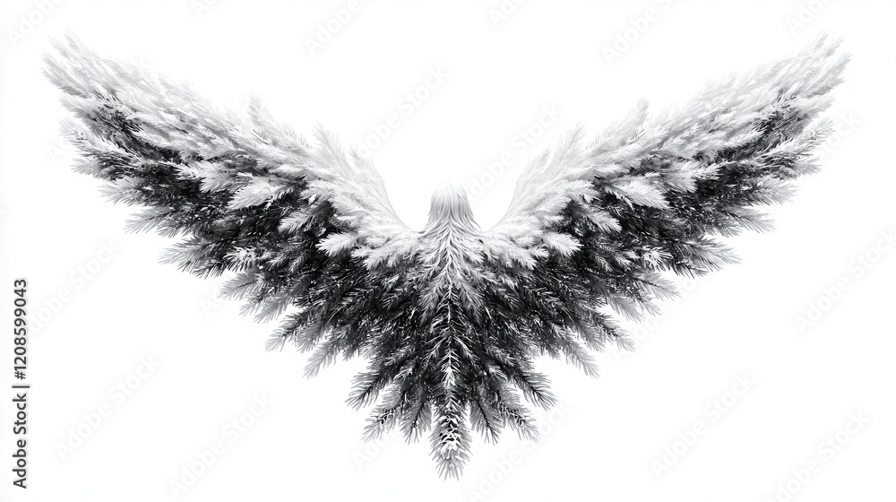 Obraz premium Monochromatic feathered wings forming an angelic silhouette