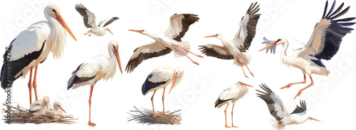 stork watercolor clipart