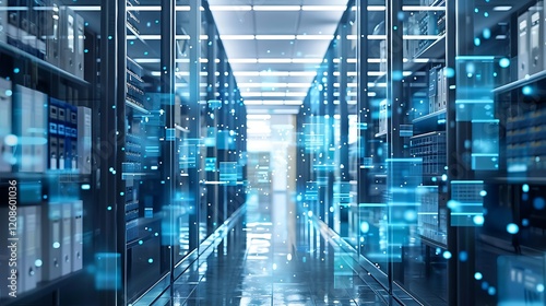 the concept of document management in a modern office setting, showcasing seamless integration of digital technologies for efficient workflow and collaboration