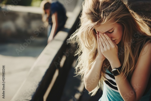 Couple experiences emotional disconnect while standing near a speech bubble shaped hole in a faded color environment photo