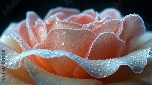 Frozen water droplets on a spiderweb, forming intricate, delicate frost patterns. 443