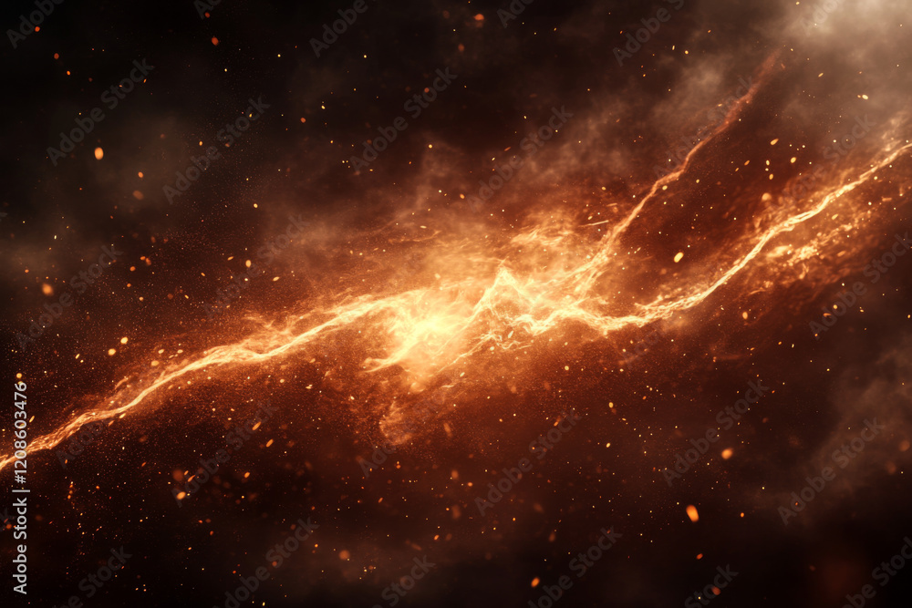 Fototapeta premium Thunder flash symbol illuminating the dark sky during a powerful storm at night