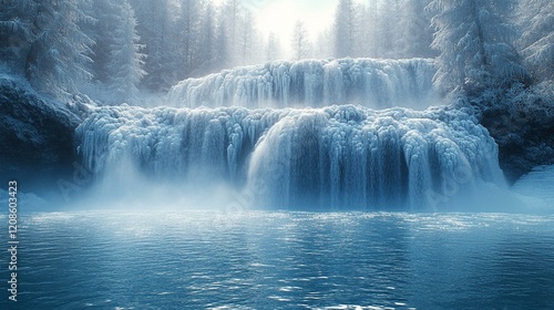 Frozen bubbles on a pond, creating a beautiful, frosty texture with cracks and ice formations. 470