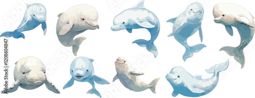 beluga watercolor clipart