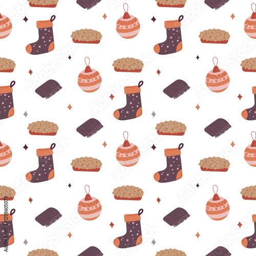 Happy holidays pattern, holidays background, cozy Christmas pattern