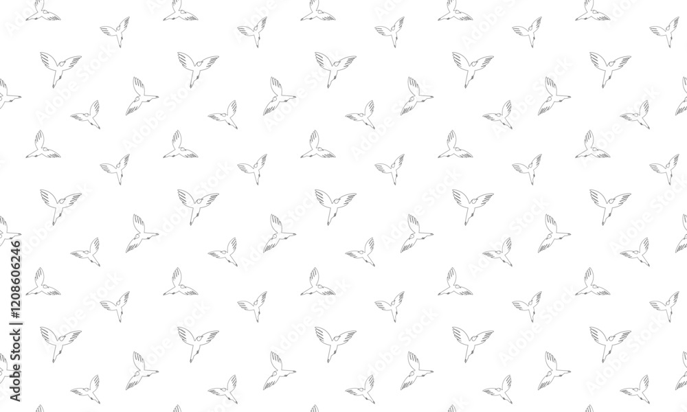 Seamless pattern with flying birds in hand drawn style. Seamless pattern with flying birds in hand drawn style.
