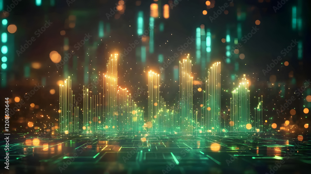 Fototapeta premium Dynamic 3D Concepts of Global Investing, Market Growth, and Business Innovation