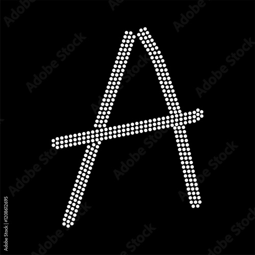 Rhinestone alphabet design for t-shirt or blouse hot-fix transfer. Abstract beautiful glitter applique rhinestone motif.	