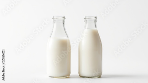 Wallpaper Mural Glass Milk Bottles - White Background - Bright Colors - High Definition Torontodigital.ca