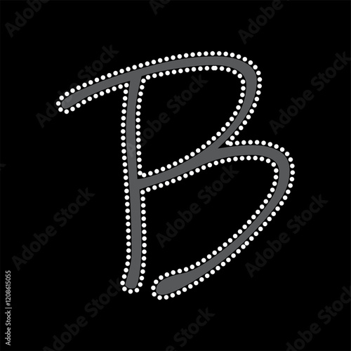 Rhinestone alphabet design for t-shirt or blouse hot-fix transfer. Abstract beautiful glitter applique rhinestone motif.	