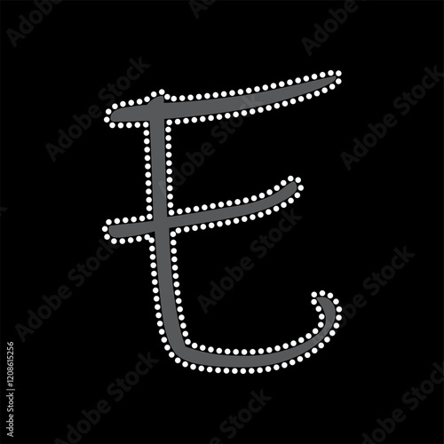 Rhinestone alphabet design for t-shirt or blouse hot-fix transfer. Abstract beautiful glitter applique rhinestone motif.	