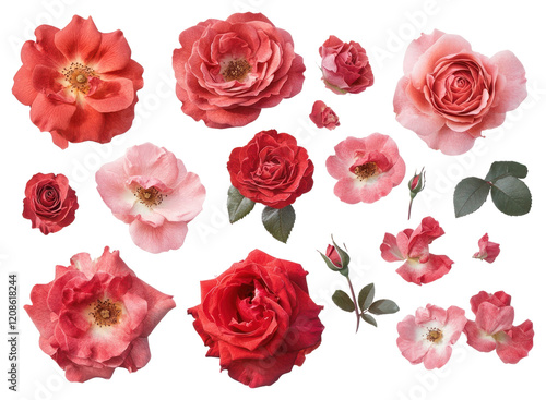 Fototapeta Naklejka Na Ścianę i Meble -  PNG Red roses floating petals elegant flower.