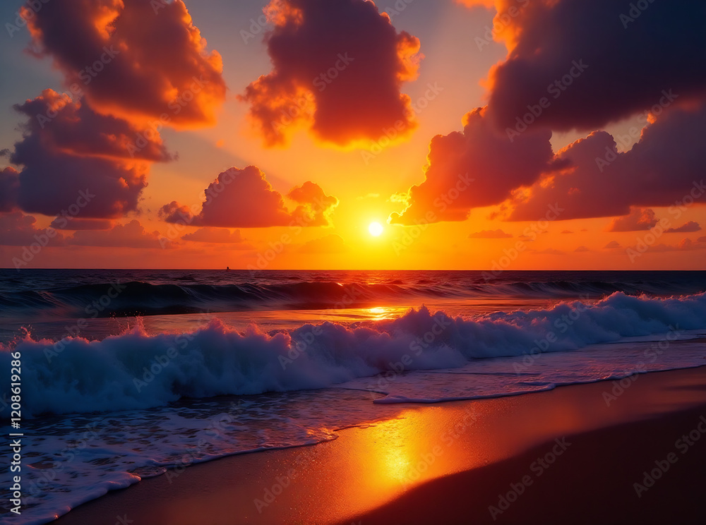 A breathtaking sunset over a vast ocean. The scene is captured on a cellphone, showcasing the vibrant colors of the sky reflecting on the water's surface. Focus on the depth and mood, with a warm, i A breathtaking sunset over a vast ocean. The scene is captured on a cellphone, showcasing the vibrant colors of the sky reflecting on the water's surface. Focus on the depth and mood, with a warm, i