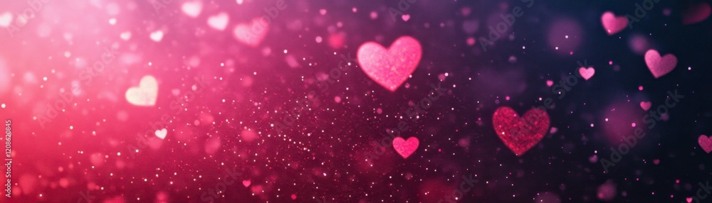 Valentine's Day Heart Sparkle Background - Romantic Pink Purple Glow Valentine's Day Heart Sparkle Background - Romantic Pink Purple Glow