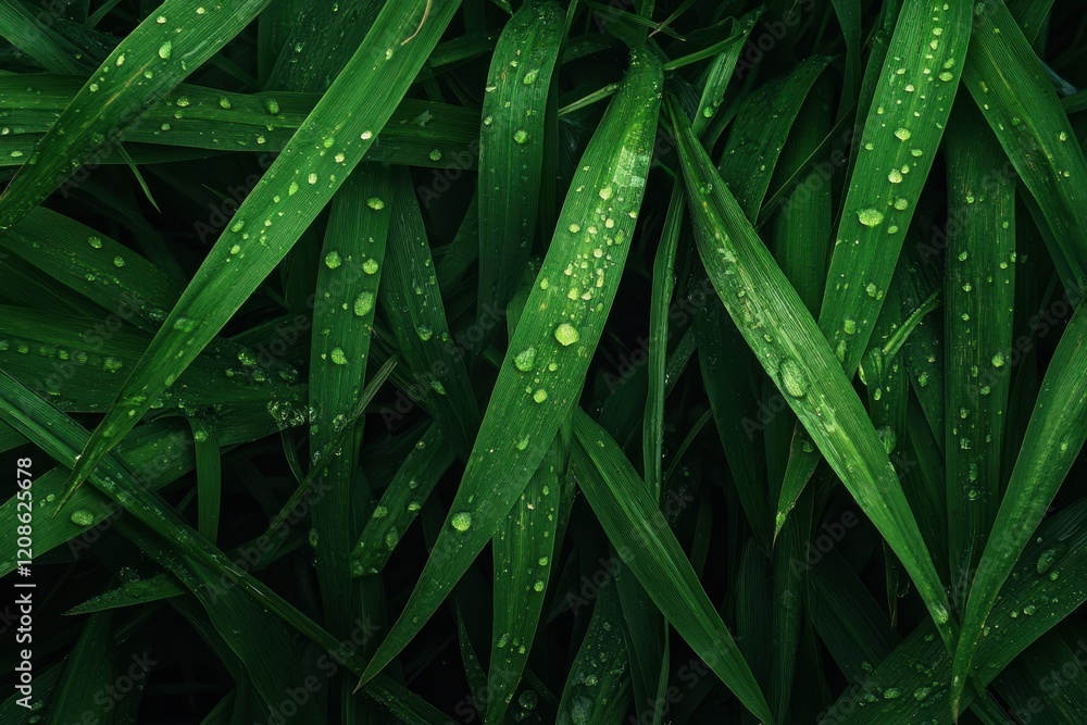 Lush Green Paddy Field with Dewy Grass Under Overcast Sky and Soft Lighting, Capturing Natural Beauty and Freshness of Nature's Harvest Lush Green Paddy Field with Dewy Grass Under Overcast Sky and Soft Lighting, Capturing Natural Beauty and Freshness of Nature's Harvest
