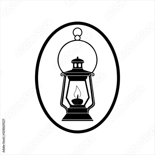 Lamp of vector silhouette design, isolated background