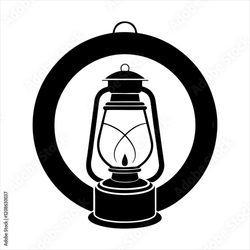 Lamp of vector silhouette design, isolated background