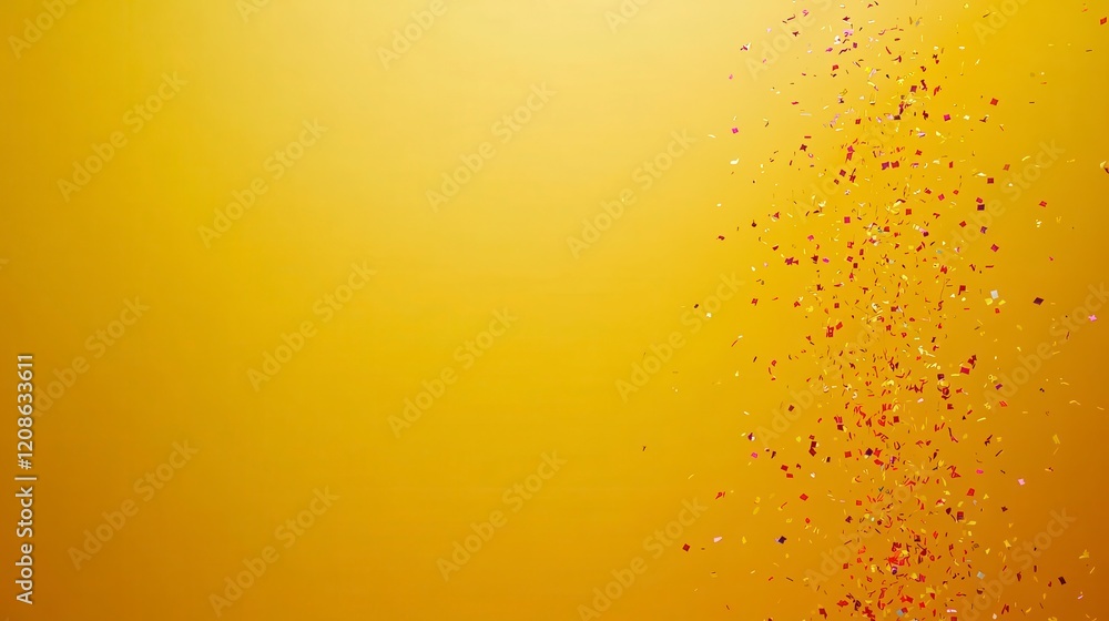 Festive Gold Background with Red and Gold Confetti Falling Festive Gold Background with Red and Gold Confetti Falling