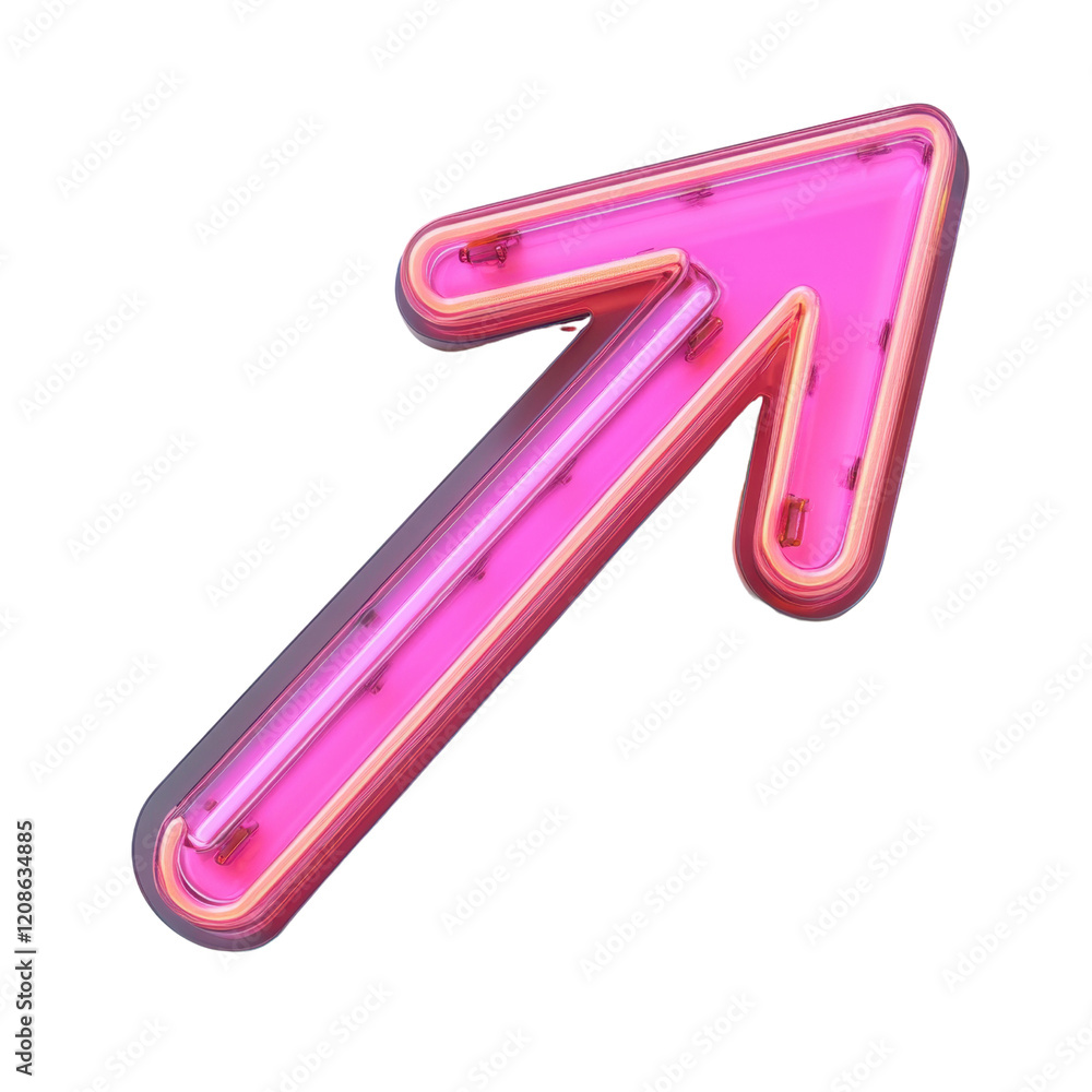 3D pink arrow neon icon, symbolizing a tool for business and hygiene care 3D pink arrow neon icon, symbolizing a tool for business and hygiene care