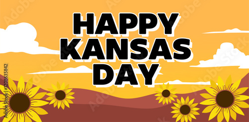 happy kansas day with beautiful sunflowers