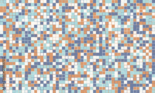 Elegant mosaic tile pattern with vibrant colours. Perfect for textile, decorative covers, or modern graphic design with structured and symmetrical appeal.