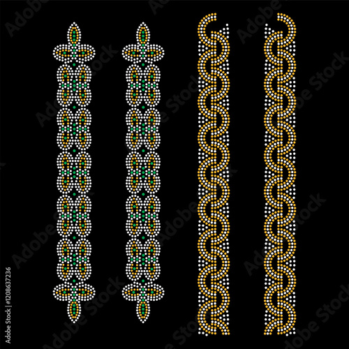Rhinestone applique collar design for t-shirt or blouse hot-fix transfer. Abstract beautiful glitter applique rhinestone motif.	
