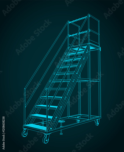 Mobile maintenance ladder illustration