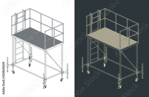 Mobile maintenance platform isometric blueprints